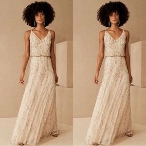 BHLDN Fidelia Beaded Maxi Dress in Oyster